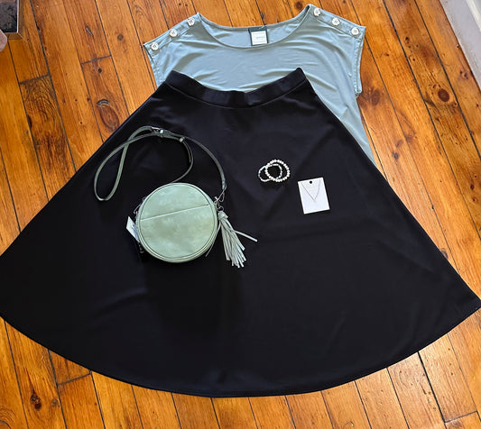 (Plus)Black ALine Skirt