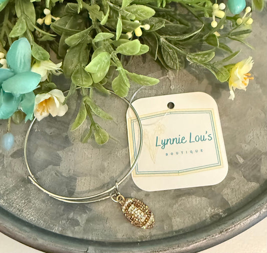 Silver Glam Football Bracelet