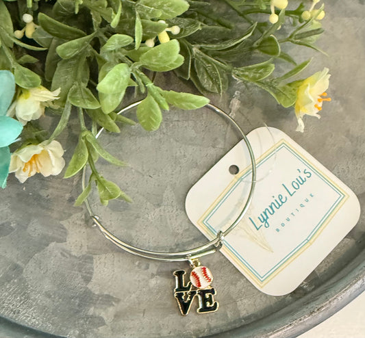 Silver Baseball LOVE Bracelet