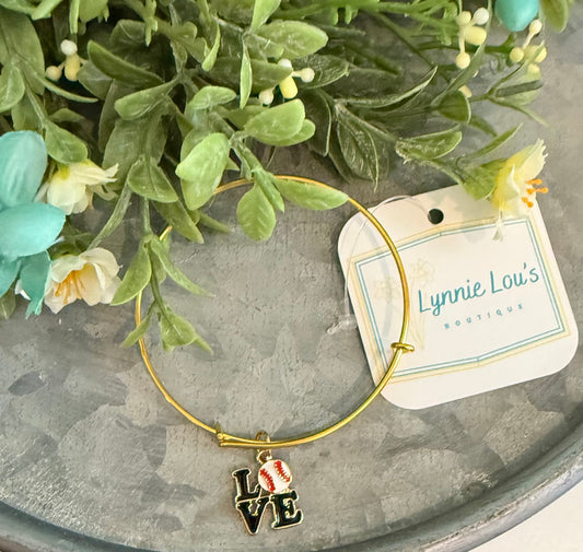Gold Baseball LOVE Bracelet