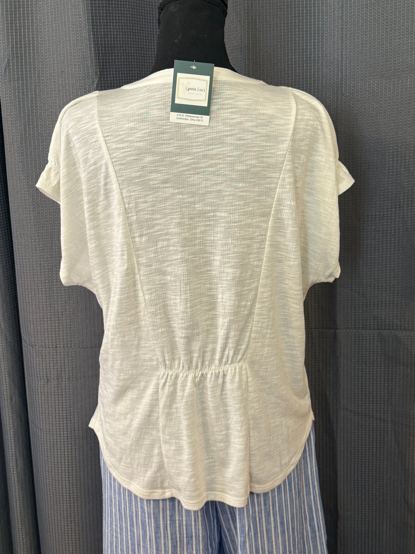 White RuchedDetail Top