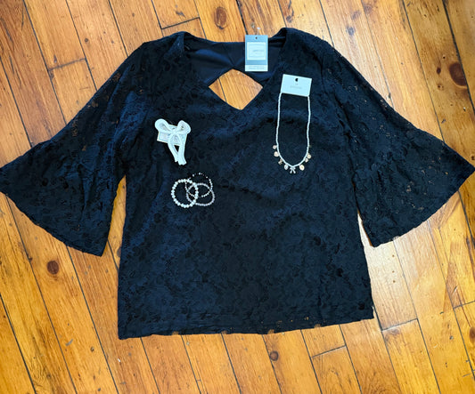 (Plus)Black Lace Blouse