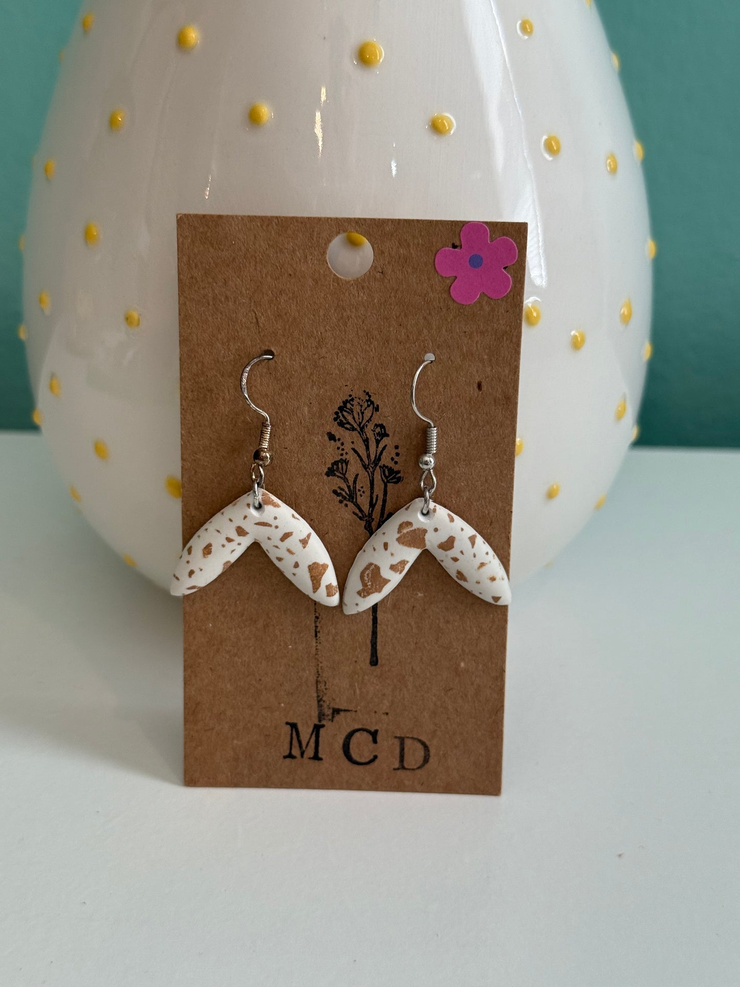 Cream/Brown Leaf Earring