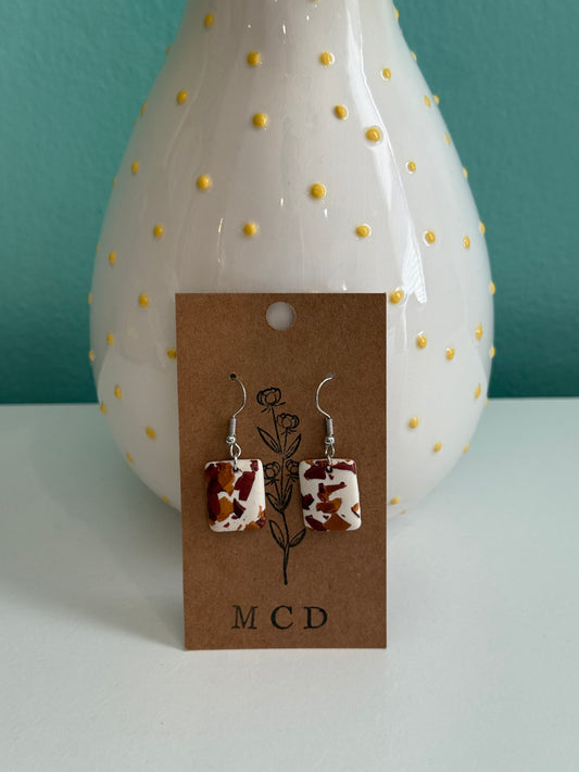 Brown Rect. Terrazzo Earring
