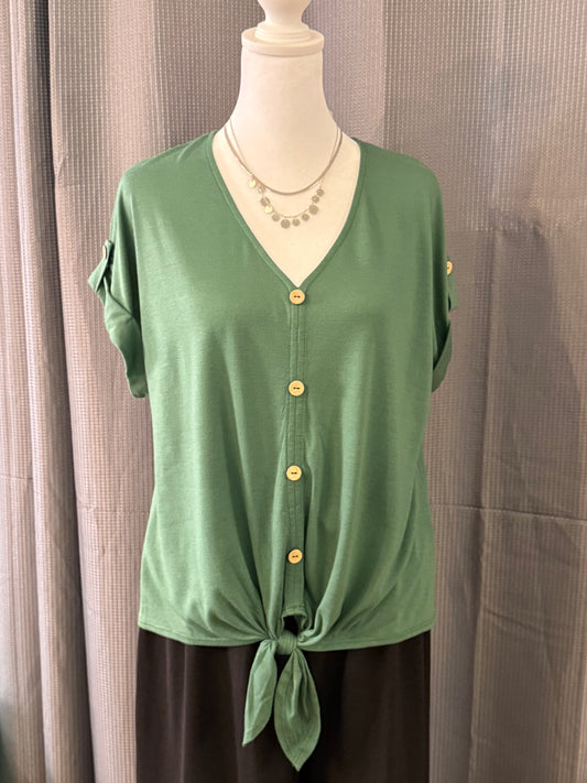 Soft Forest Button Top