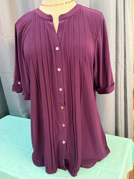 (Plus)PlumPleatBlouse