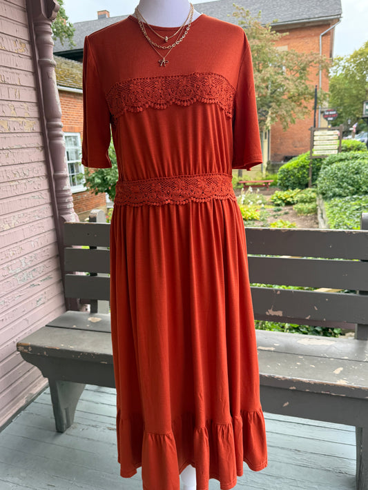 Rust LaceDetail Dress