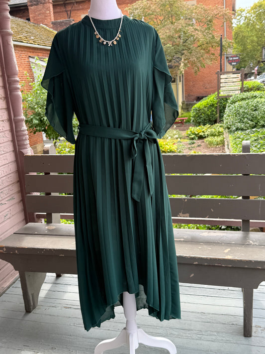 Green Pleated Dress