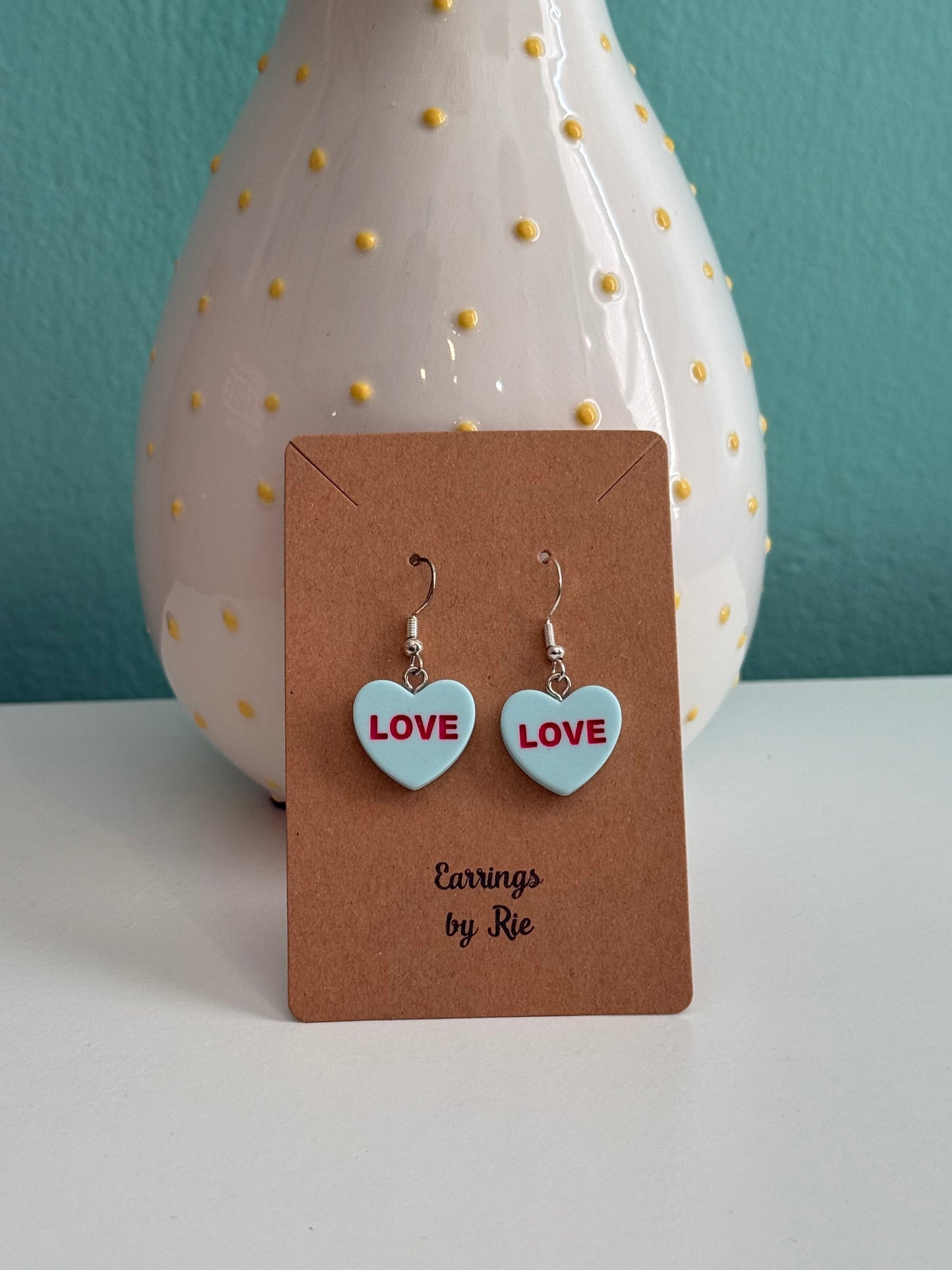 Teal LOVE Earrings