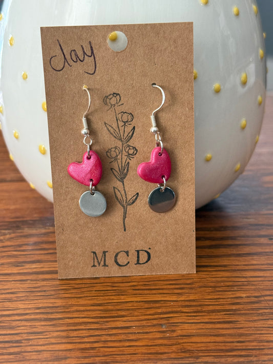 PinkHeartClay/DiscEarring