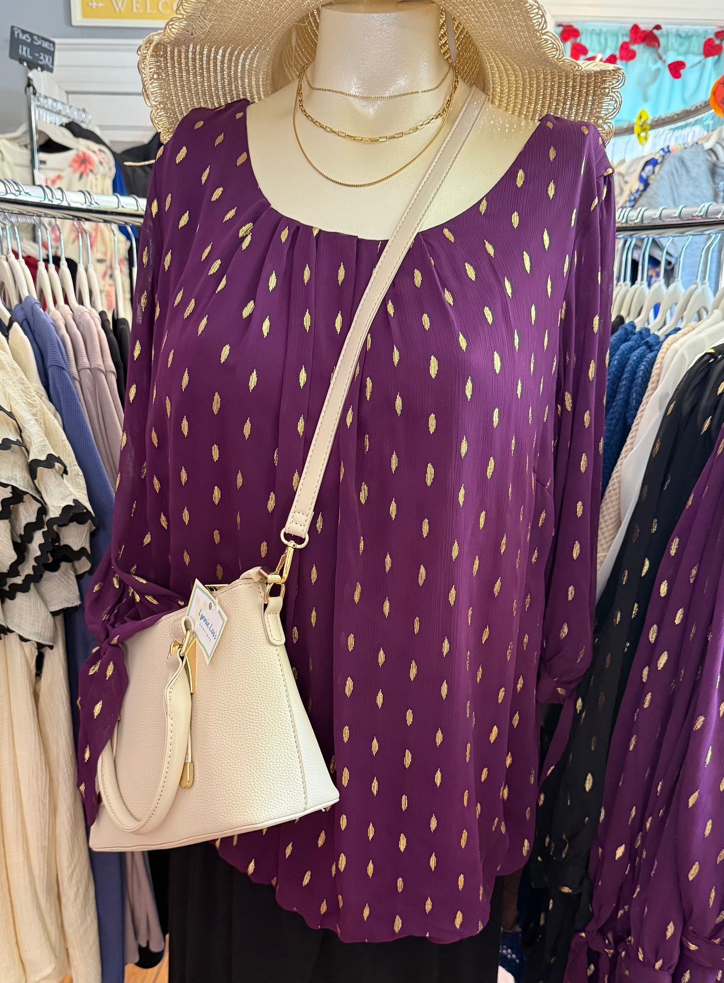 (Plus) Plum Bubble Blouse