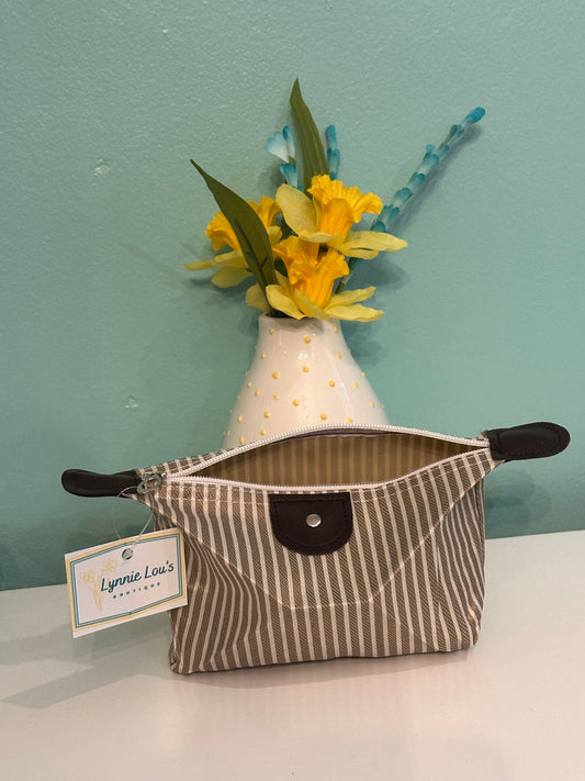 Cream/White Stripe MakeupBag
