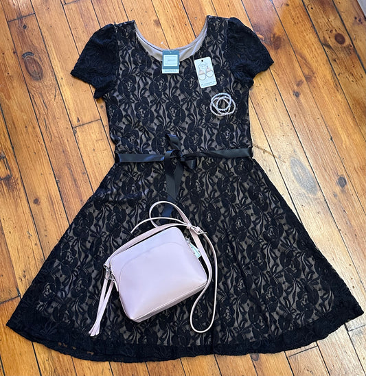 (Plus)Black Lace Dress