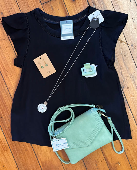 Black TulipSleeve Blouse