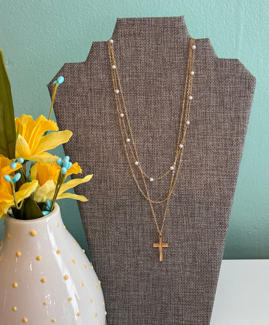 Gold Cross Layered Necklace
