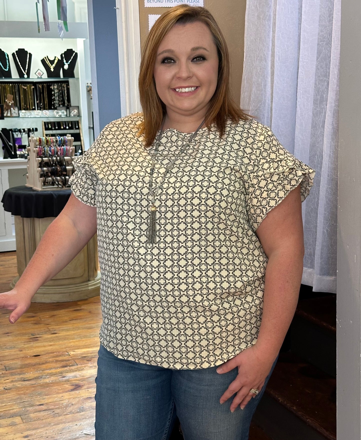 (Plus) AllOverPrint Blouse