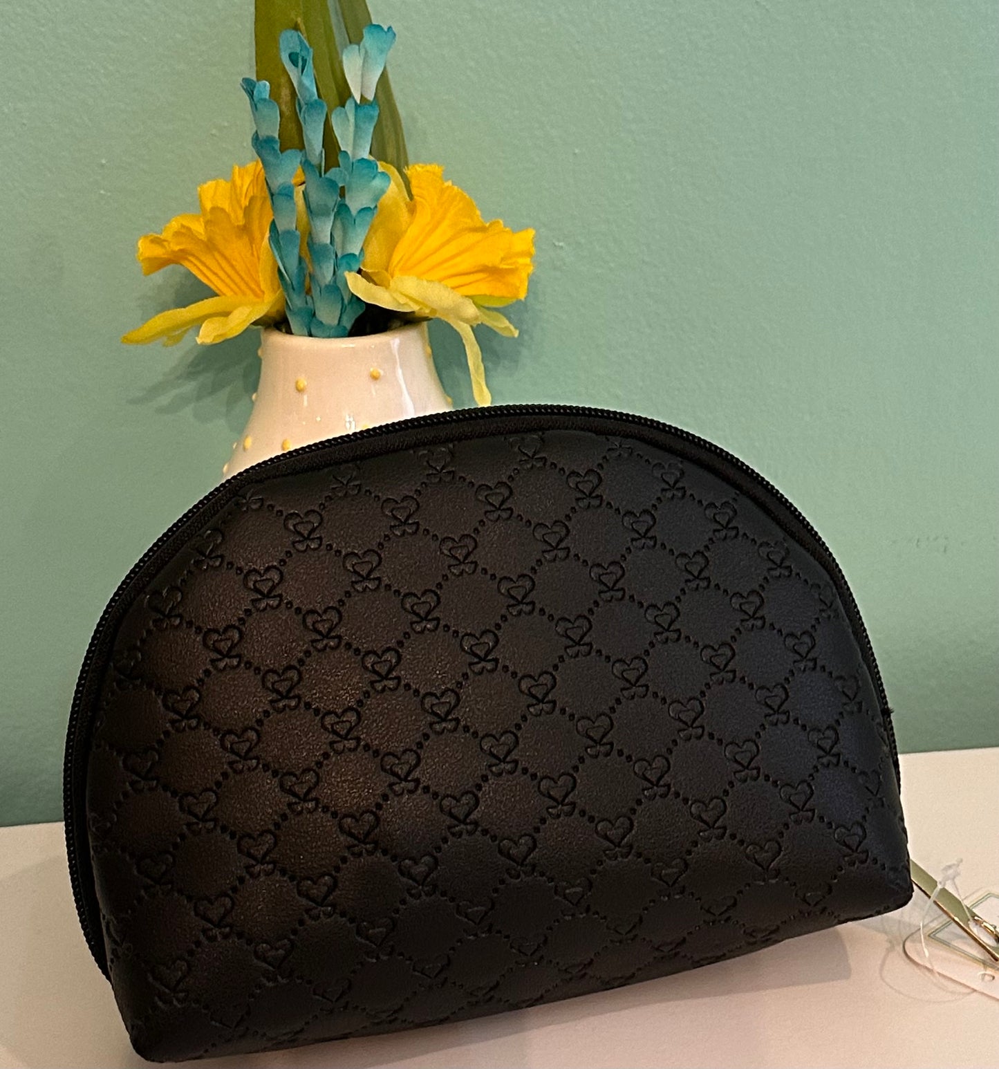 Black Diamond-Embossed MakeupBag