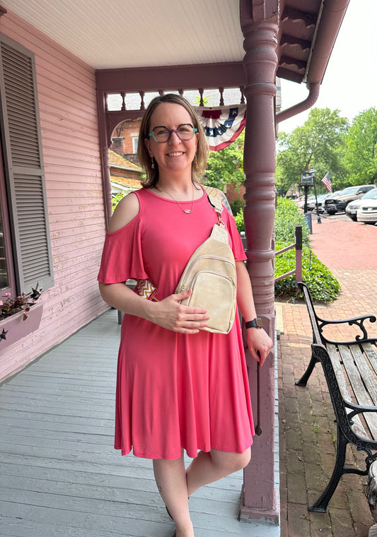 Coral ColdShoulder Dress