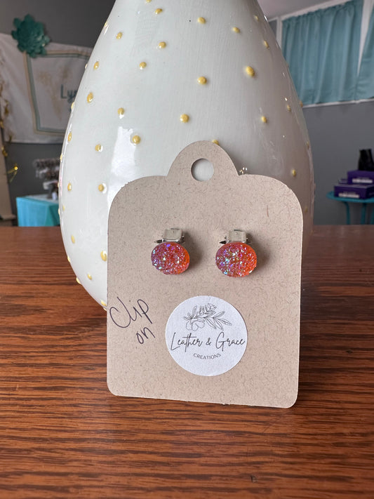 Orange ClipOn Earrings