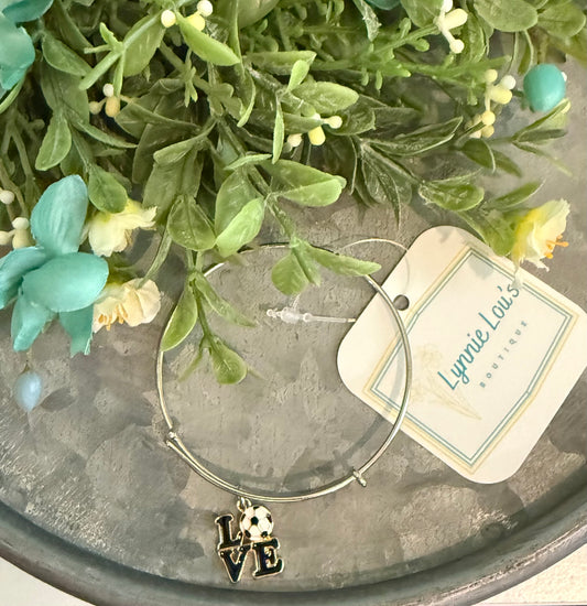Silver Soccer LOVE Bracelet