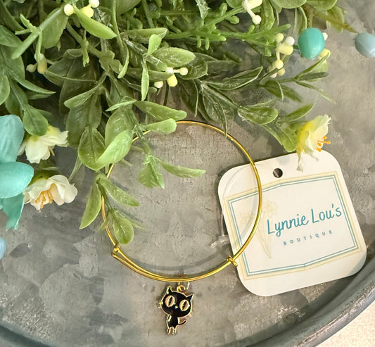 Gold Black Cat Bracelet