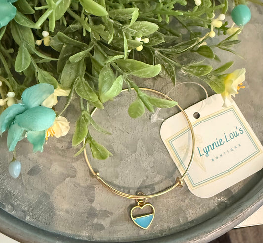 Gold Blue Heart Bracelet