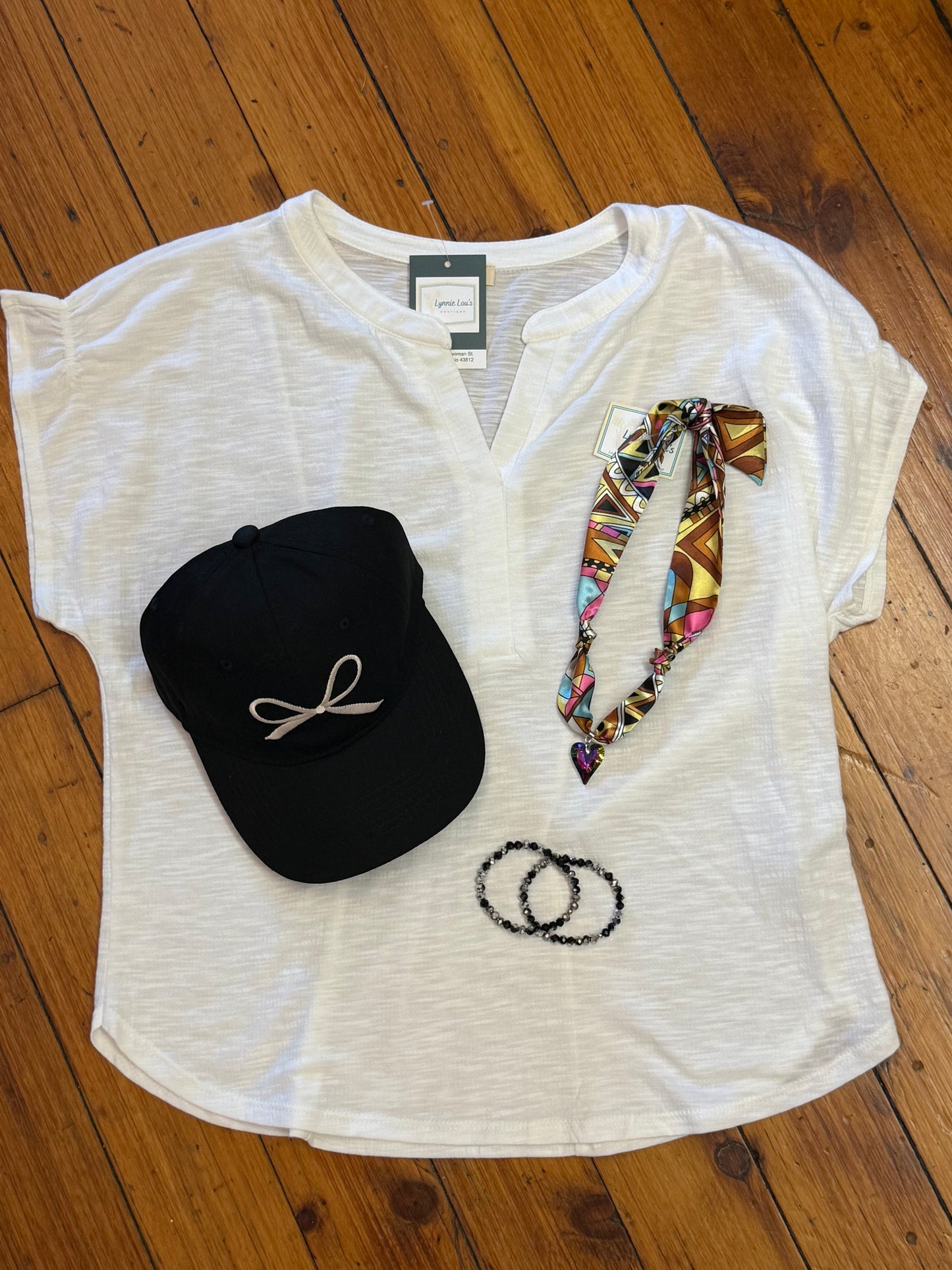White RuchedDetail Top