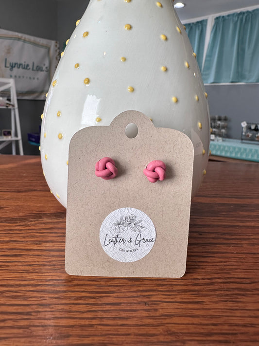 Pink Knot Clay Stud