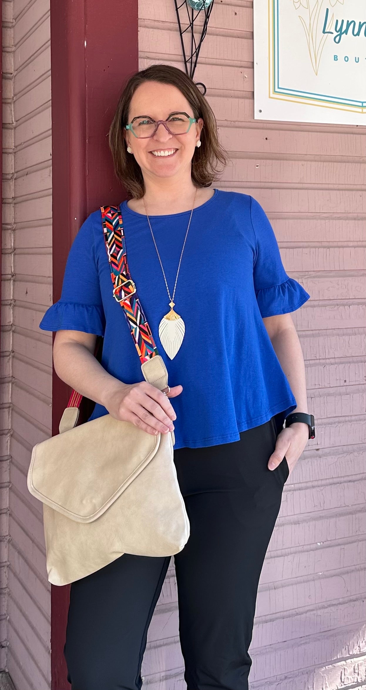 Royal Blue Ruffle Top