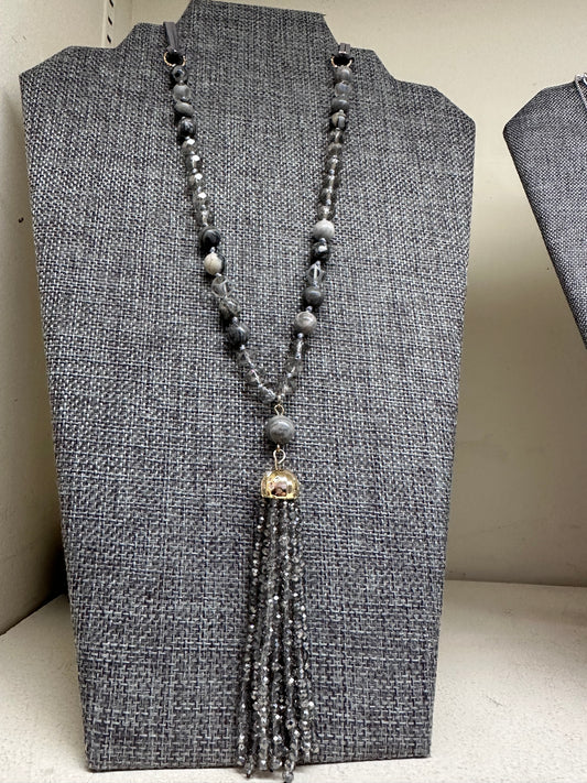 Gray Beaded Necklace