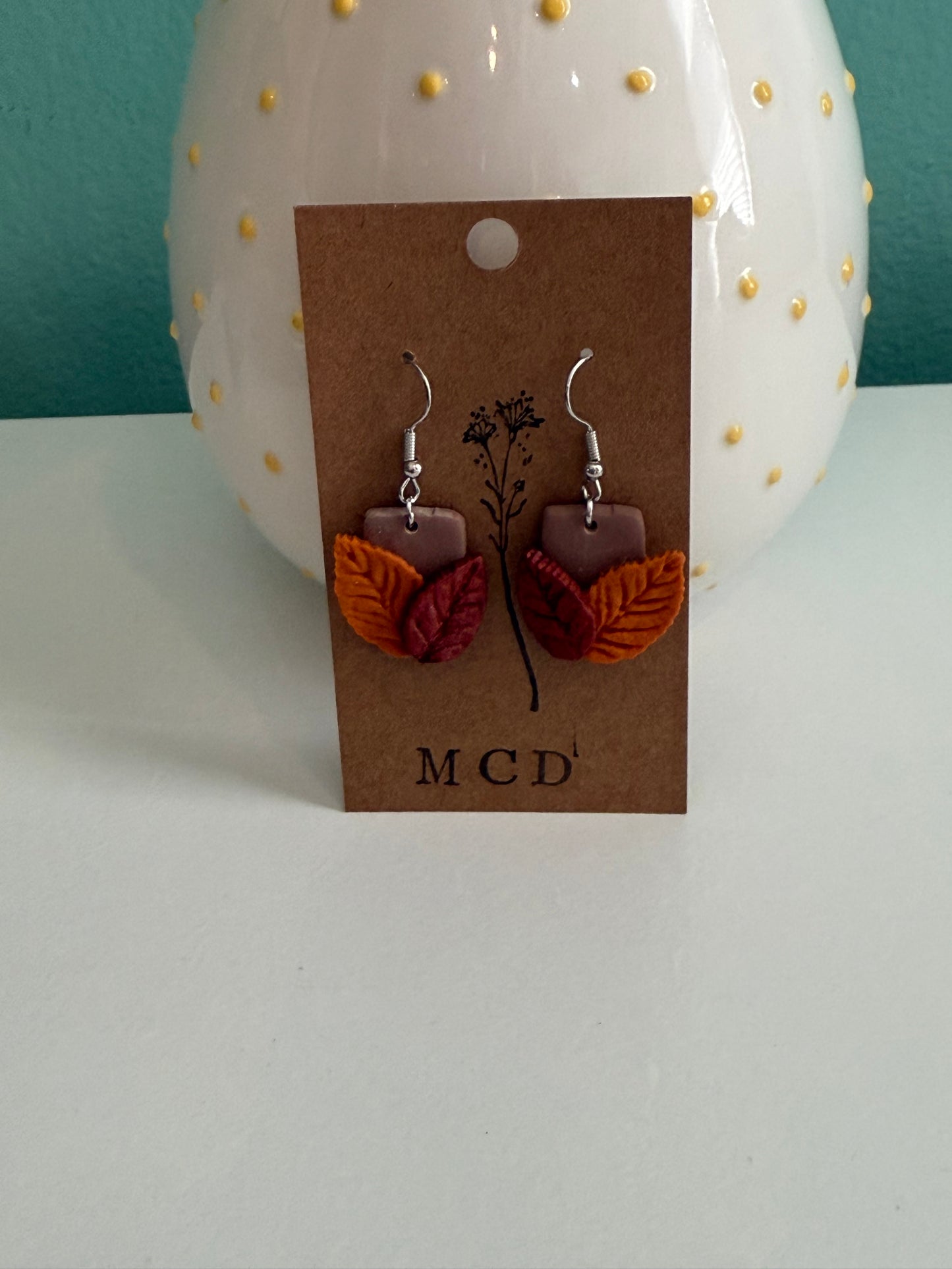 Orange/Red Leaf Earring
