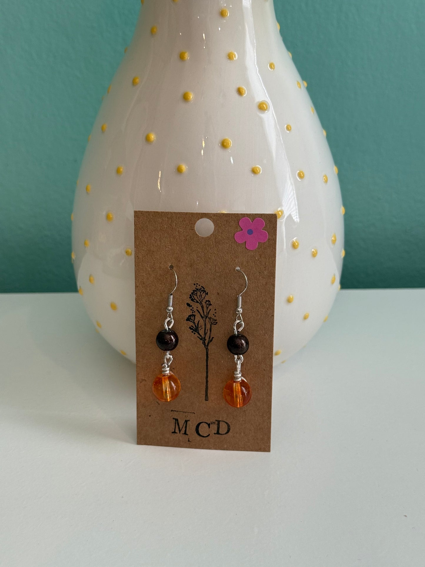 Brown/Orange Bead Earring