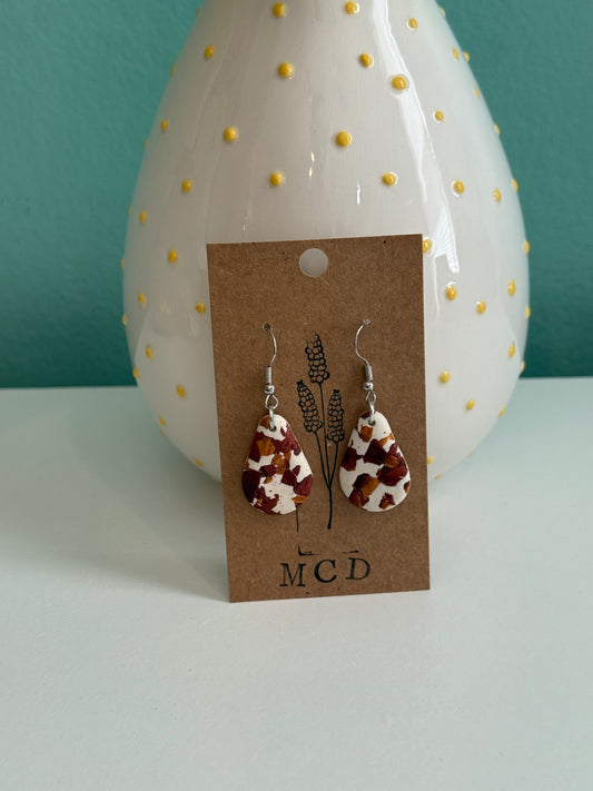 BrownTeardropTerrazzoEarring