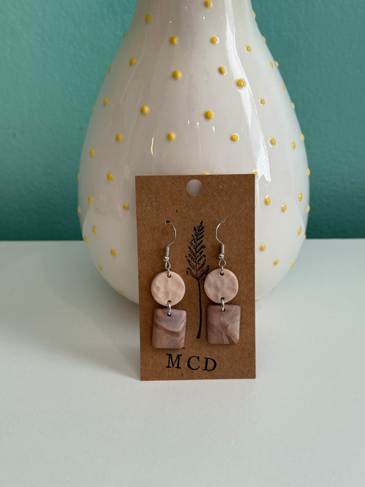 Beige/Marble Clay Earring