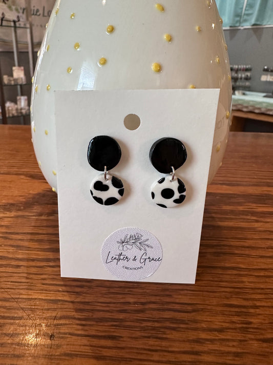 CowPrint Round Earrings