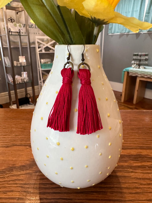 Red Tassel Earrings