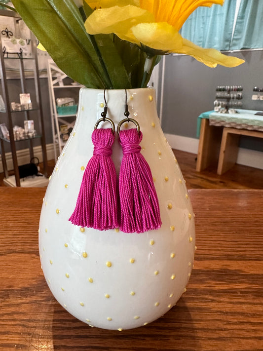 Pink Tassel Earrings