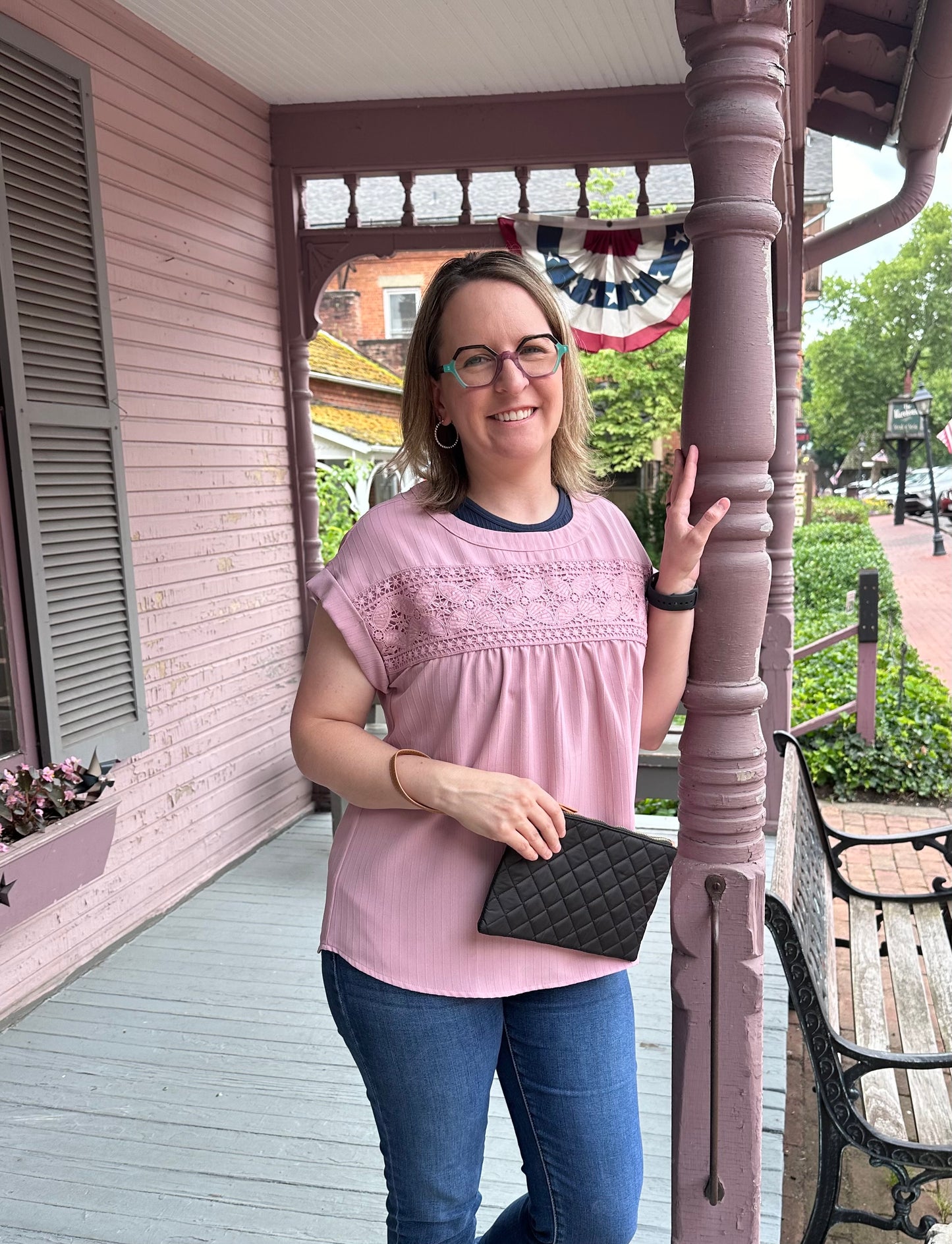 Dusty Pink Eyelet Blouse