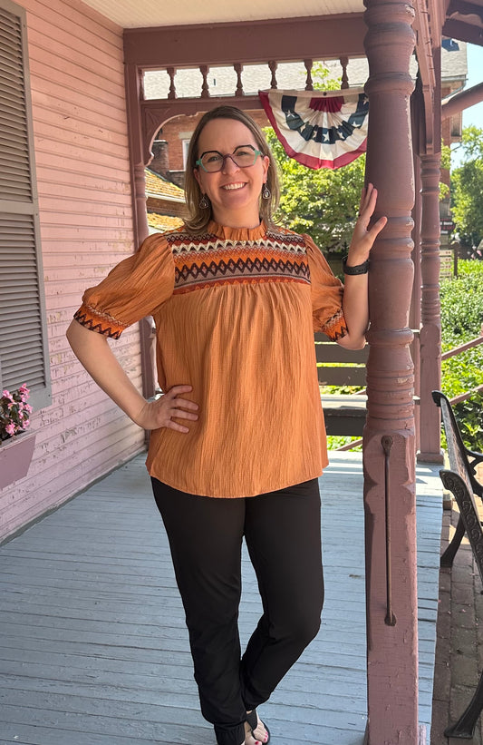 Orange/Striped Top