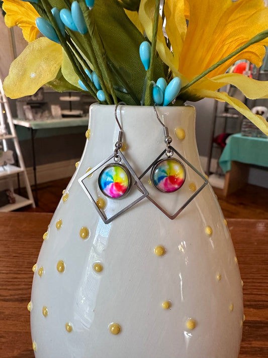 TieDye/Square Earrings