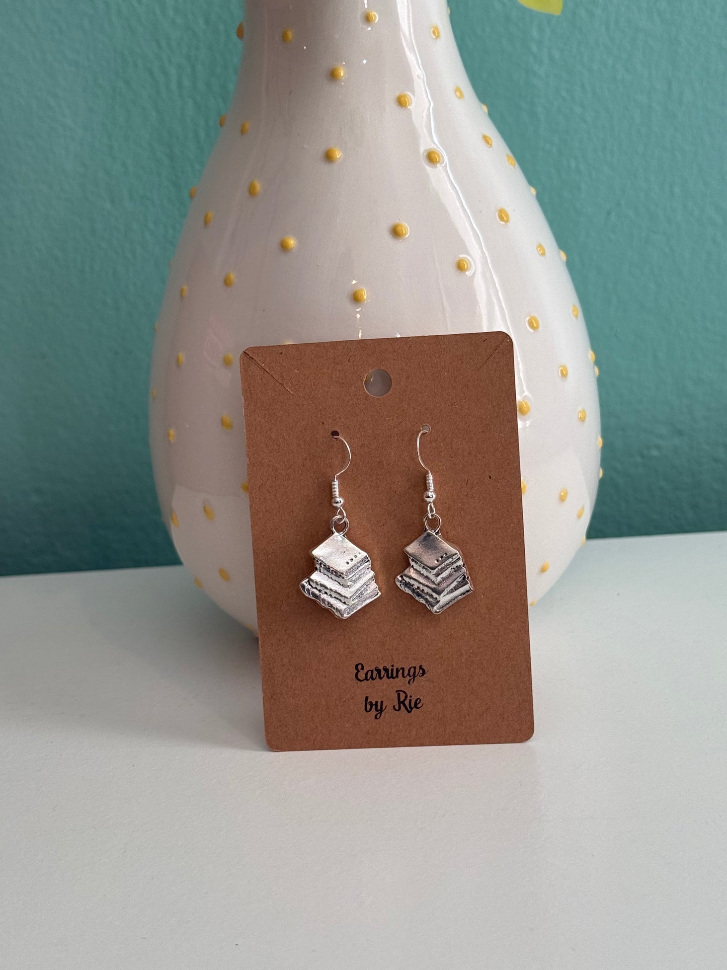 SilverBookStackEarring