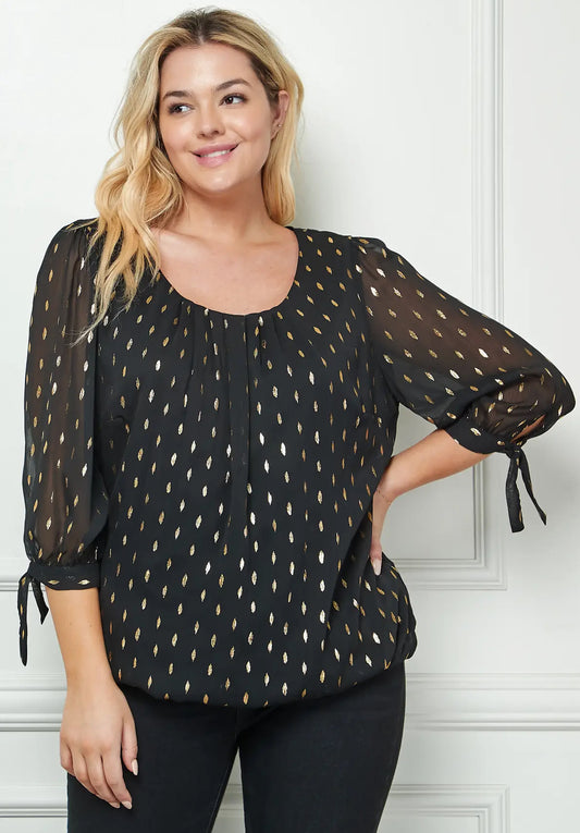 (Plus) Black Bubble Blouse