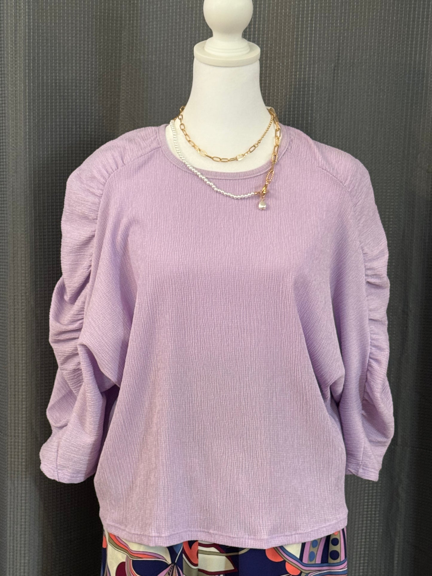 LavenderRuchedBlouse