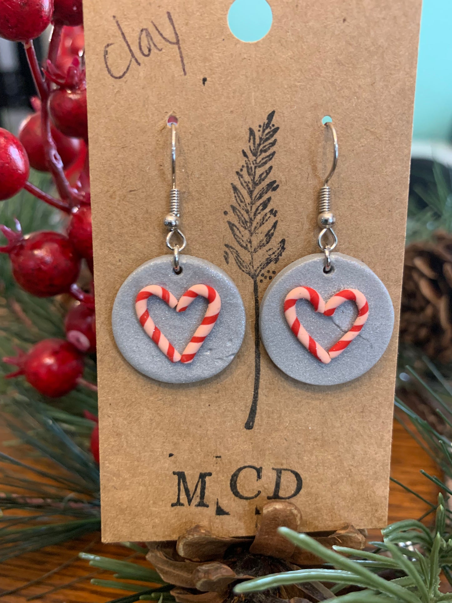 CaneHeart Clay Earring
