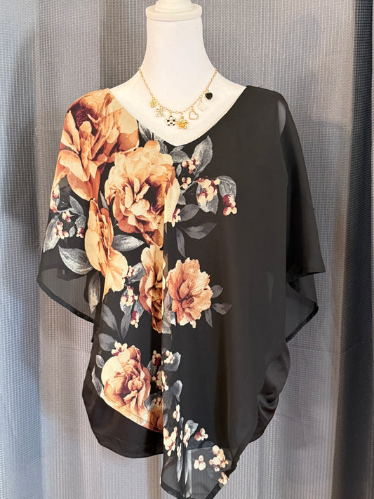 Black Poncho Blouse
