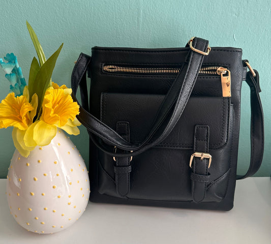 Black Buckle Crossbody