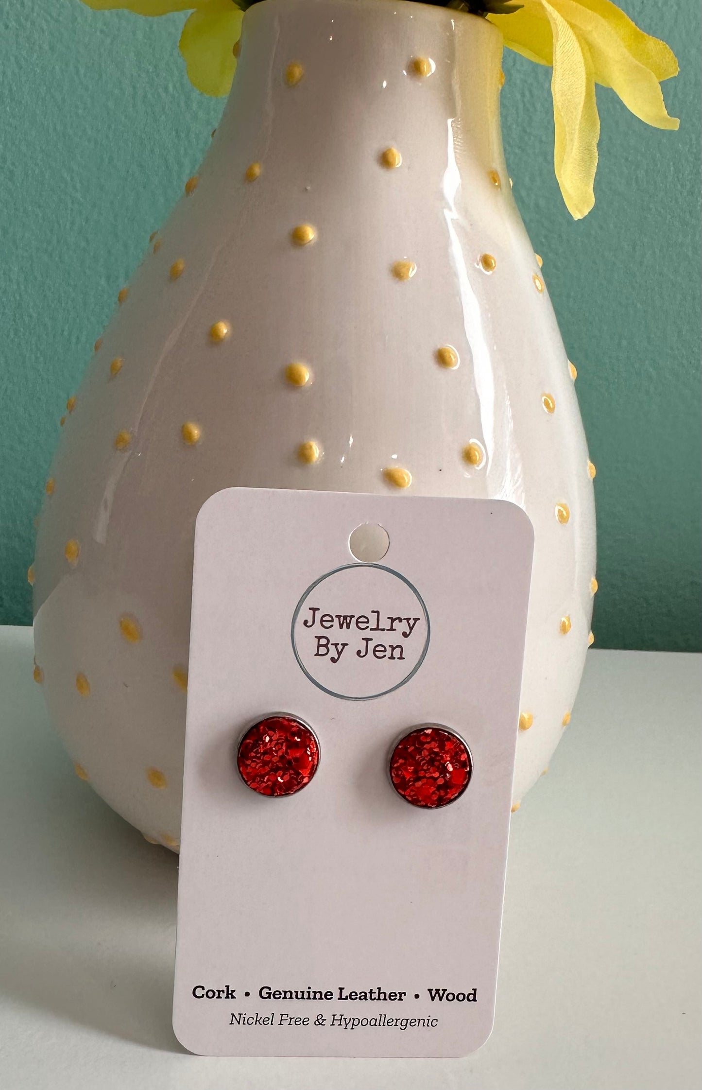 Red Glitter Studs