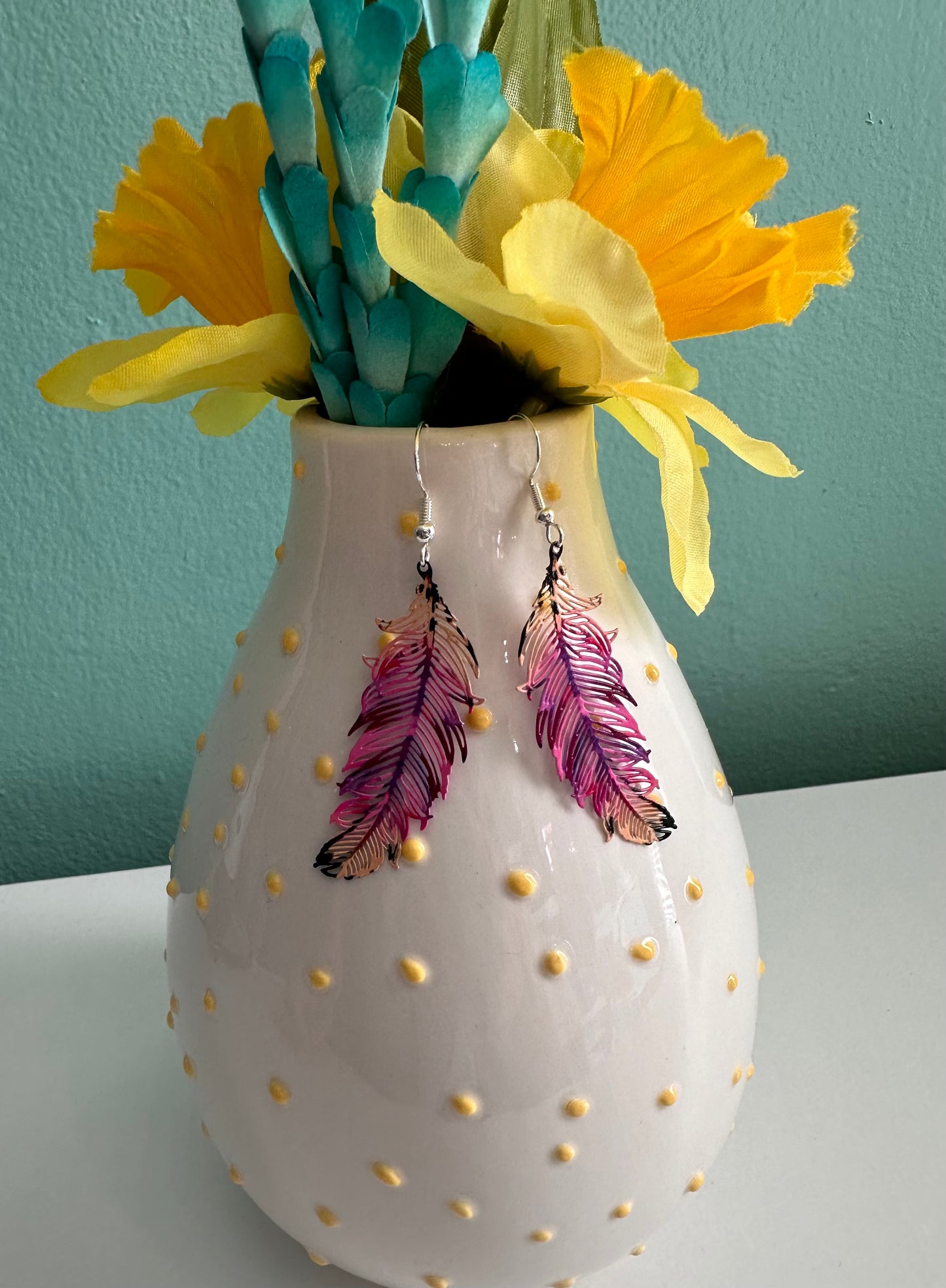 Purple Feather Earrings