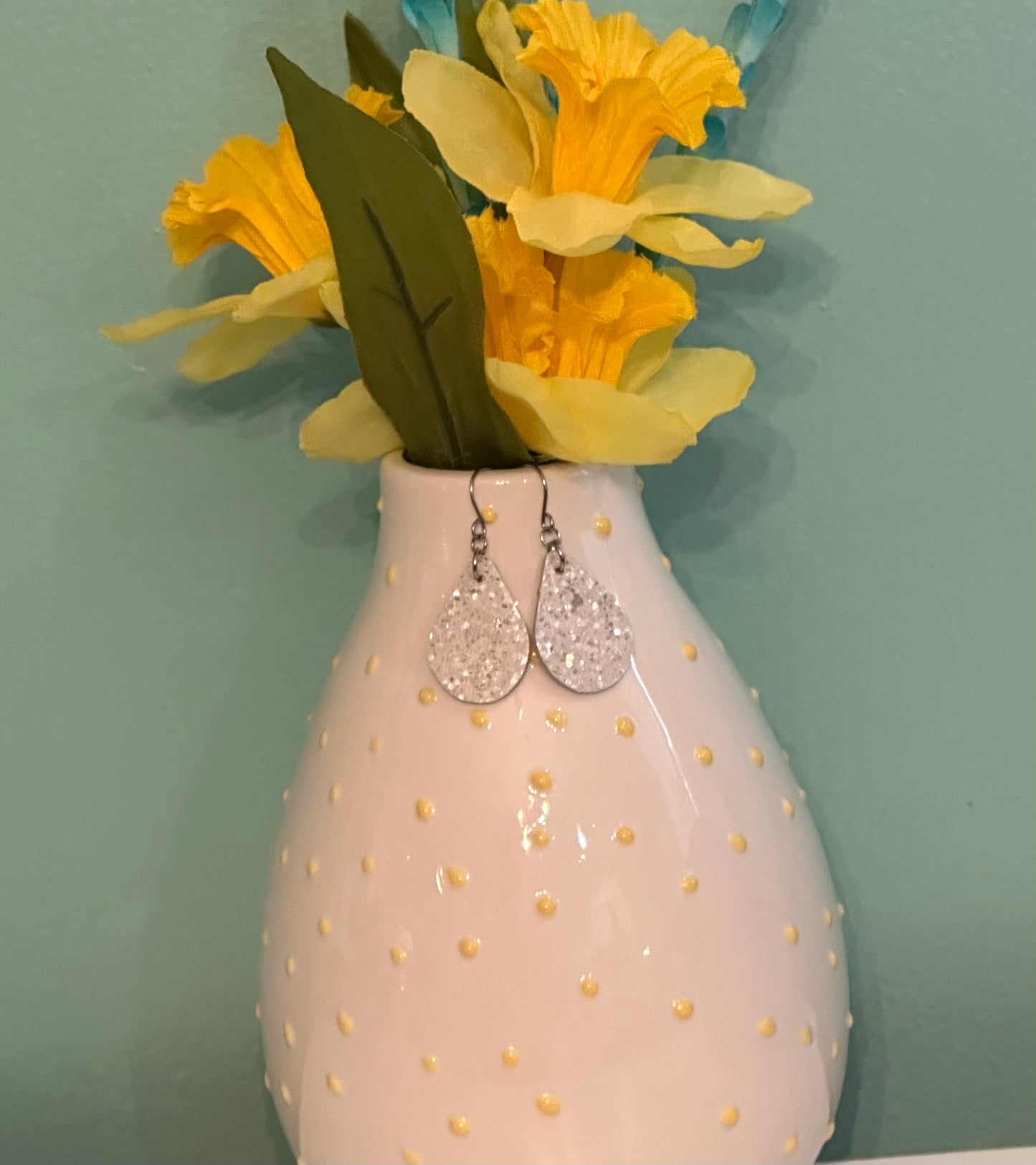 White Glitter Teardrops
