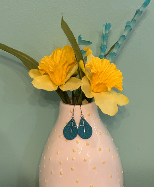 Turquoise Cross Teardrops